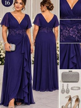 Purple Maxi Dress Size 16 Like New
